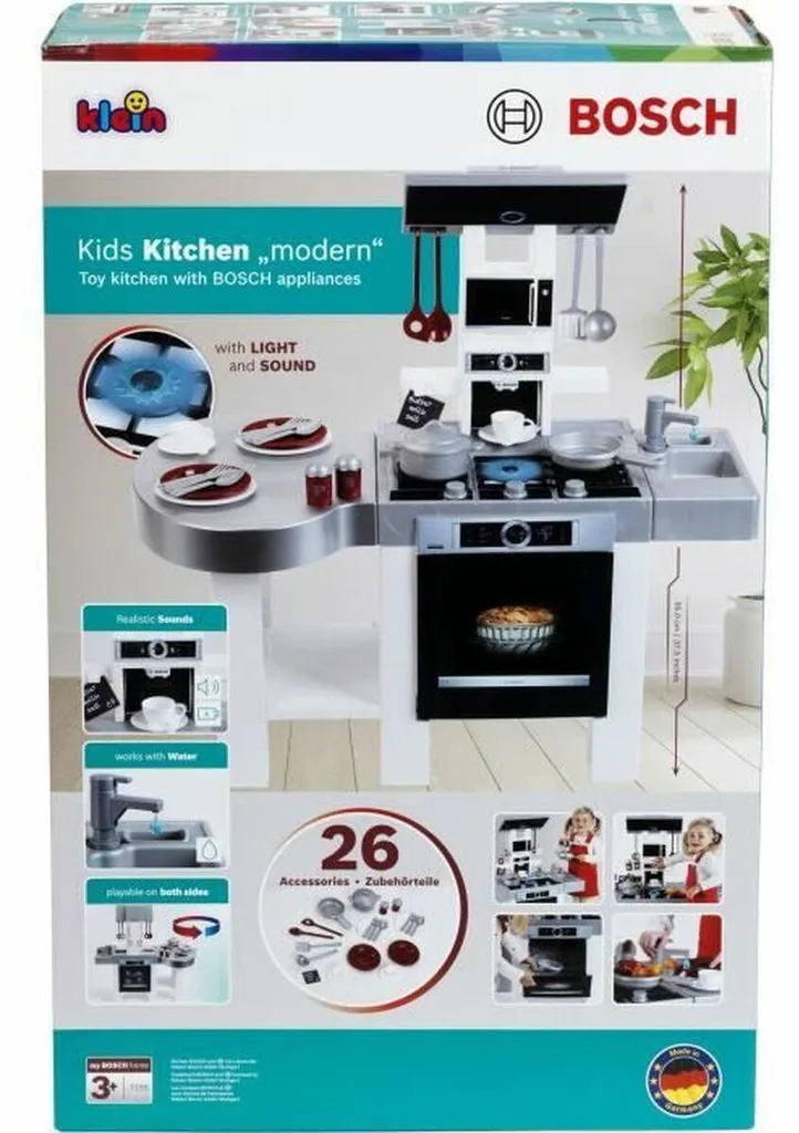 Cuisine d'imitation enfant format compact avec accessoires de cuisson