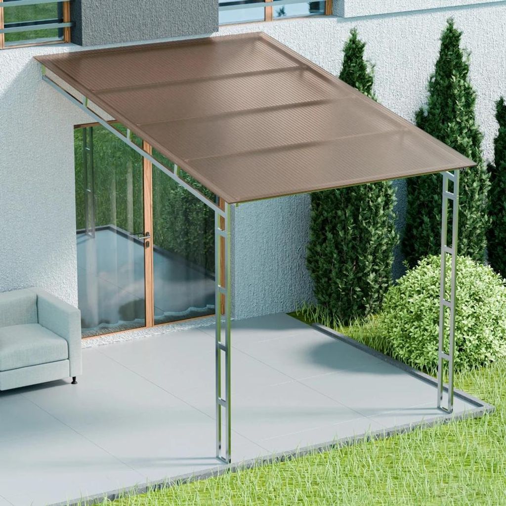 Terrassendach 3x2x2.7m mit Doppelstegplatten Sonnenschutz Wandmontage Überdachung für Terrassen Anthrazit