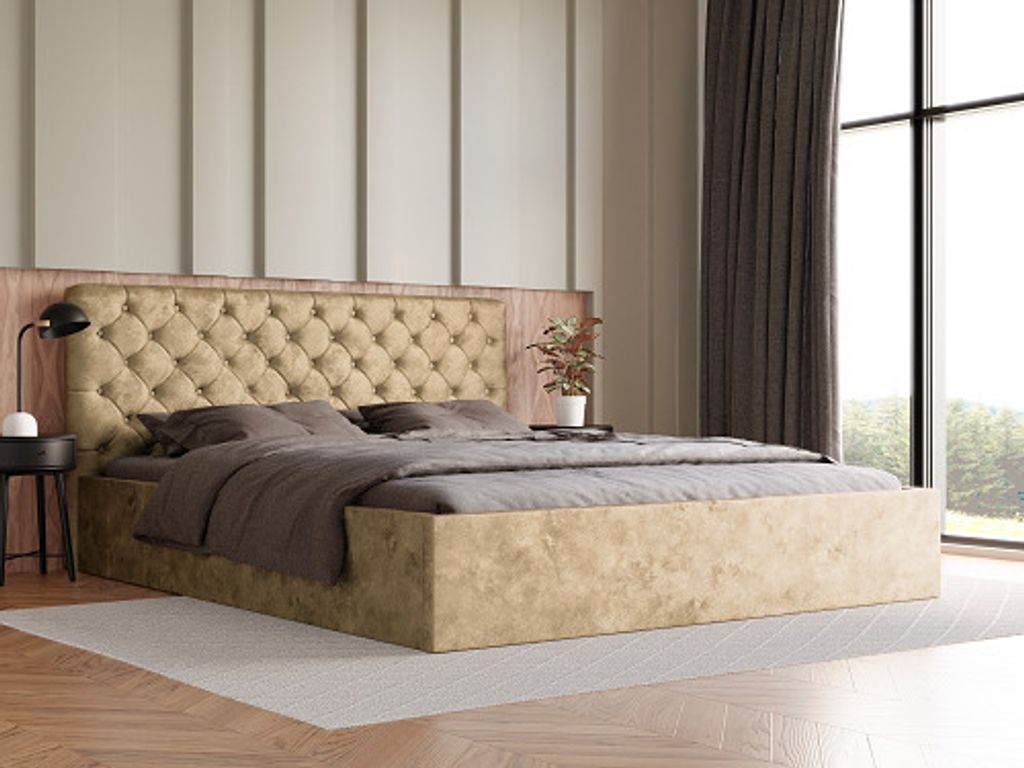 FURMEB24 - MOLLY SLIM 160 x 200 cm - Polsterbett mit Bettkasten und Holzrahmen - Doppelbett mit h¶her Kopsttze - Ohne Matraze (EUREKA 2146)