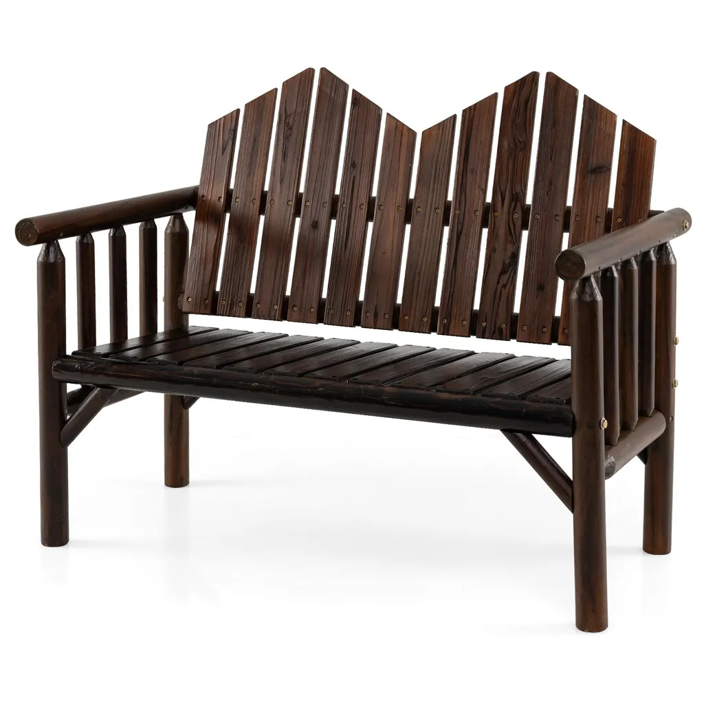 Panca da Balcone COSTWAY Legno 2 Posti - Salvaspazio e Robusta 300kg