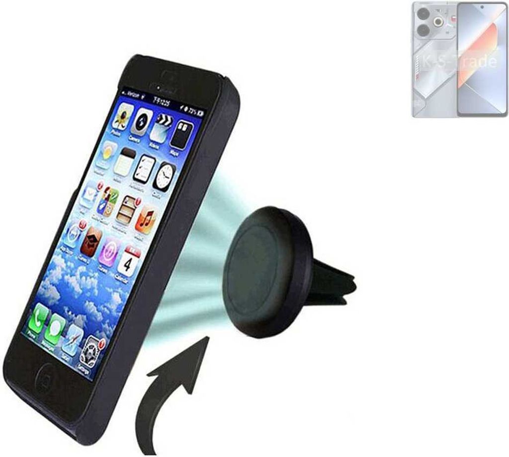 K-S-Trade Kompatibel mit Tecno Pova 6 Neo Auto Handy Halterung KFZ Halter Lüftungsgitterhalterung Air Vent mount Smartphone Halter