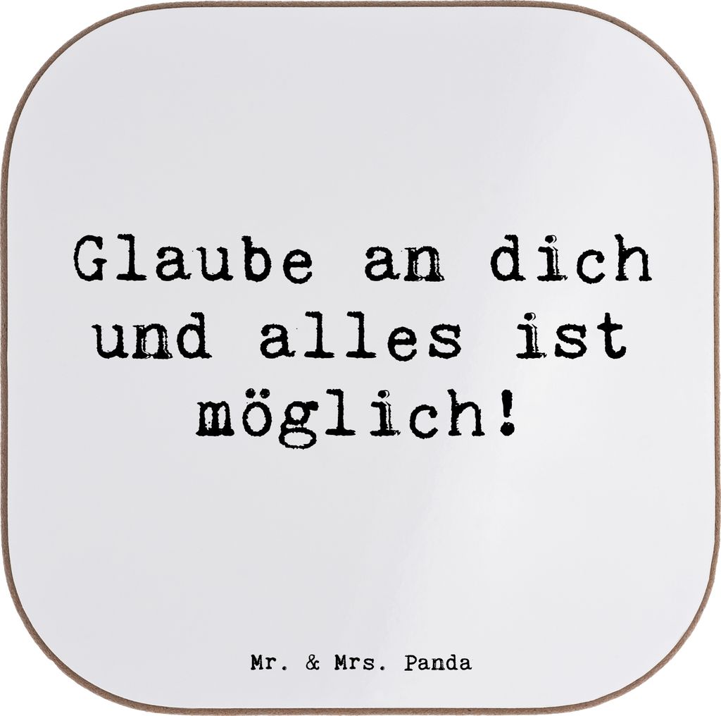 Mr. & Mrs. Panda Untersetzer für Gläser Spruch Vertrauen in eigene Fähigkeiten haben - Weiß - Geschenk, Tassenuntersetzer, gläseruntersetzer, ...
