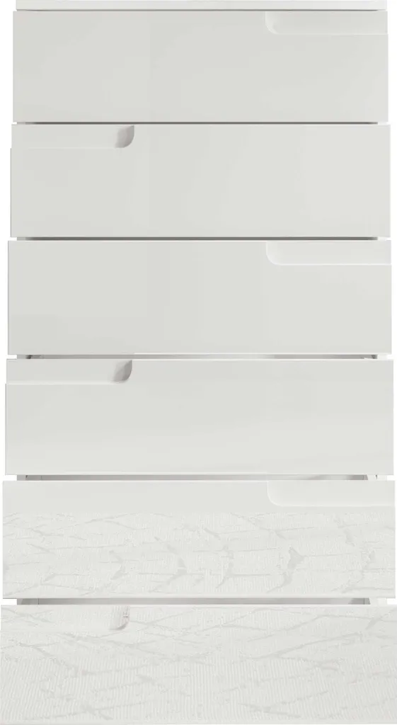 Rangement chambre : Commode 6 tiroirs blanc brillant gain de place 65cm