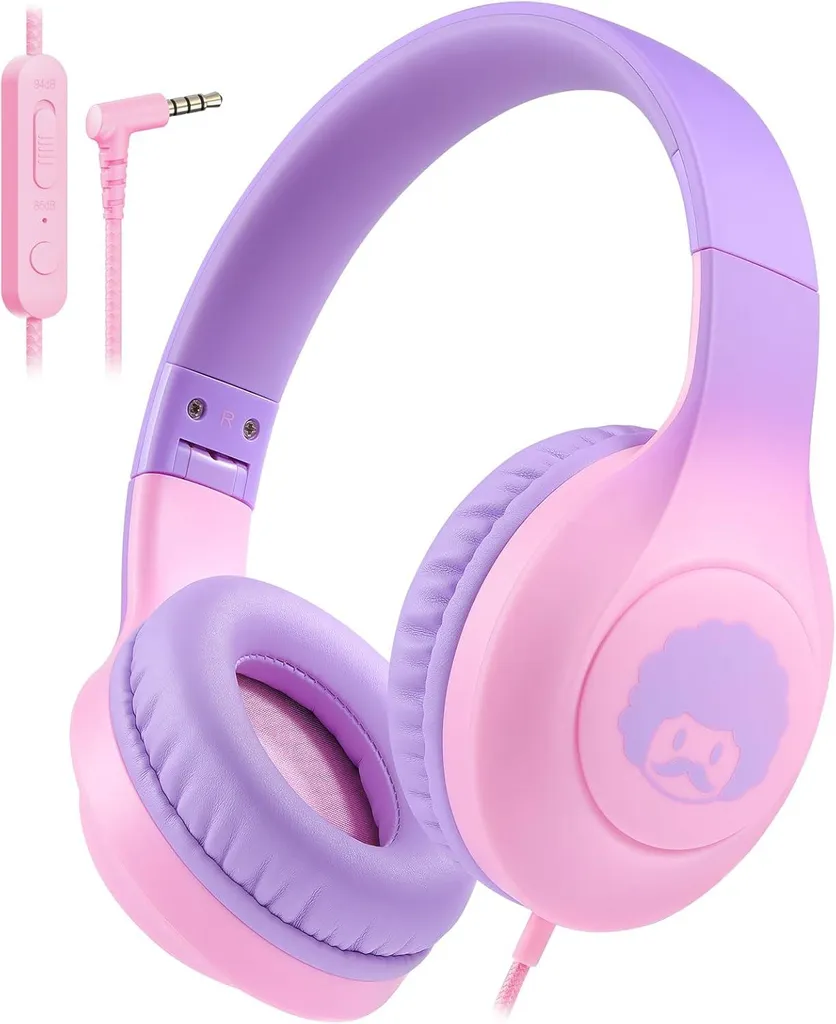 Cuffie per bambini con cavo, microfono HD, cuffie leggere e pieghevoli con cavo e jack da 3,5 mm, cuffie stereo on-ear con bassi per scuola/viaggio/telefono