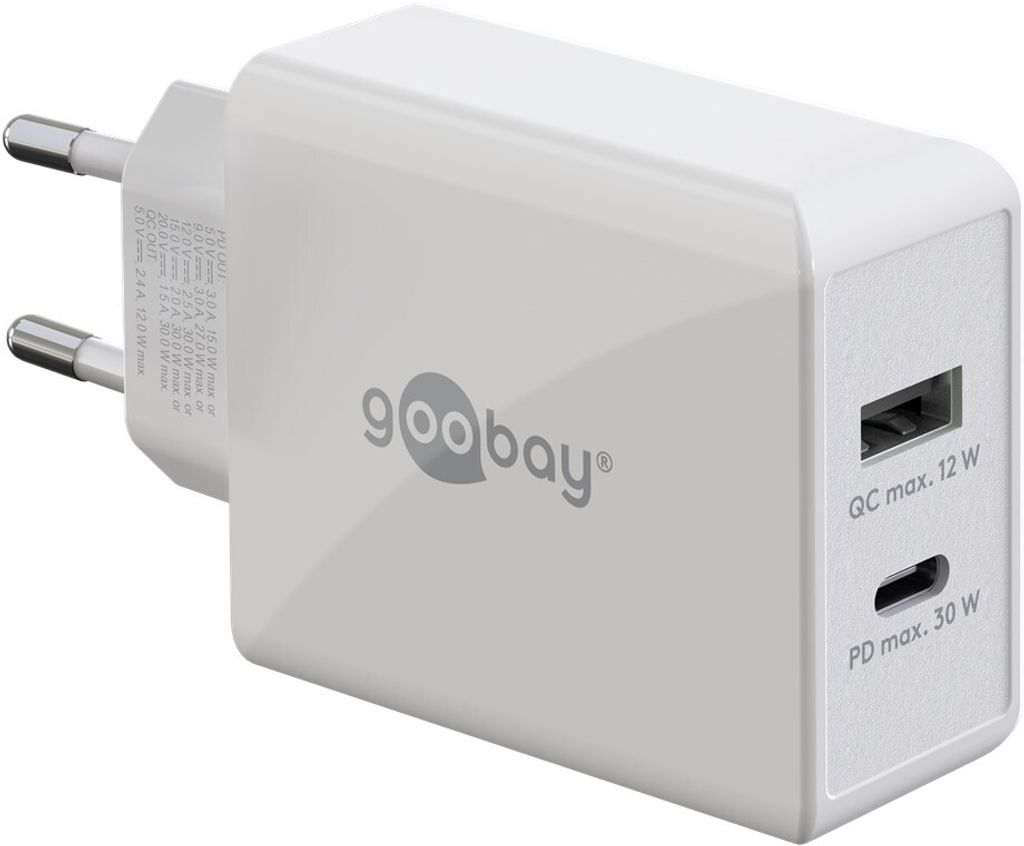 Goobay | Duales USB-C PD-Schnellladegerät (30 W) | 61674