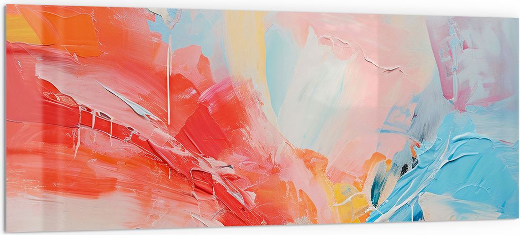 DEQORI Küchenrückwand Glas 125x50 cm 'Gefühlswirbel in Farben' Spritzschutz Bad Rückwand Küche