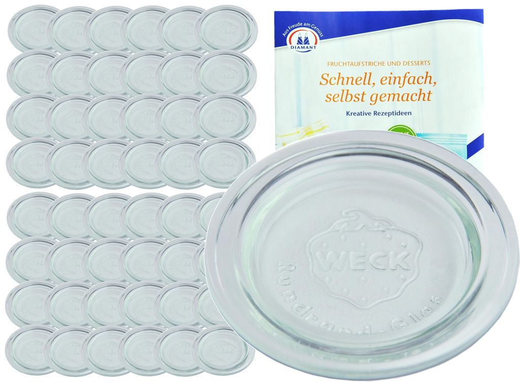 48er Set Weck Glasdeckel 100mm incl. Gelierzauber Produktbild 