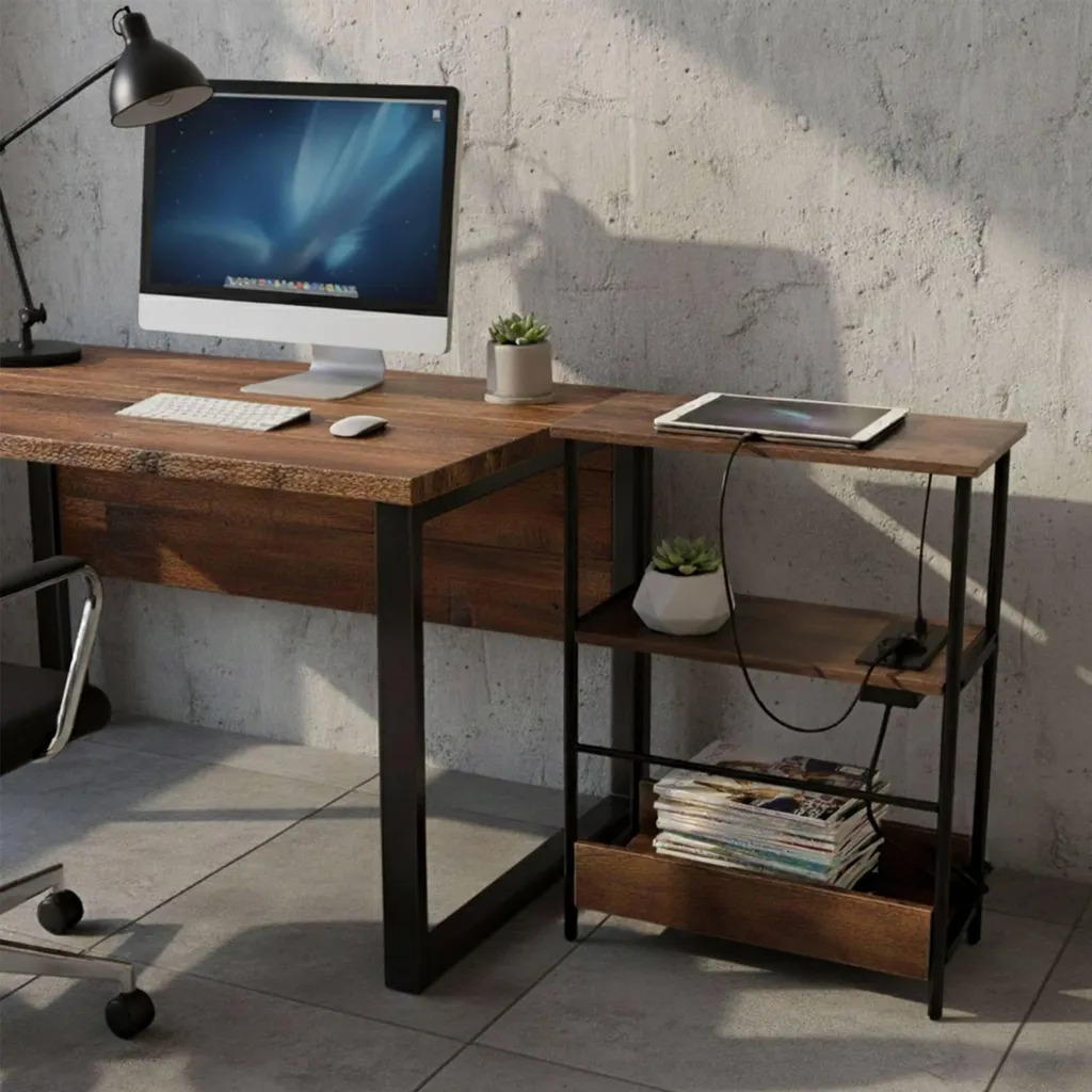 Table d'appoint anti-câbles emmêlés avec hub USB et prise électrique - 5