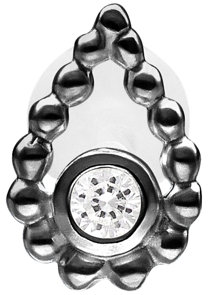 Wildcat Labret - Bead Drop Push Fit Labret aus Silber, Körperstelle: Ohr, Länge: 7,0mm, Schwarz