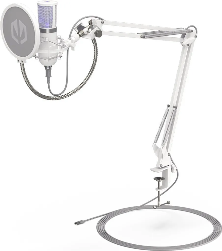 Microphone pour Podcast et Gaming Solum Onyx White USB avec Support Bras