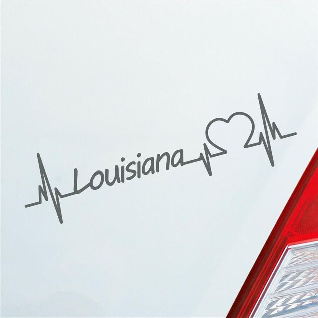 Auto Aufkleber Louisiana Herz Herzschlag 19x5 cm Grau Sticker Heckscheibenaufkleber