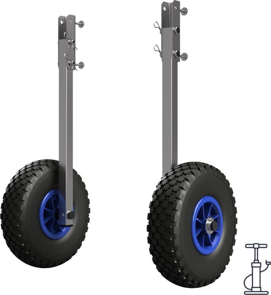 Heckräder Slipräder Schlauchbooträder Transporträder klappbar Edelstahl SUPROD ET260-LU, schwarz/blau