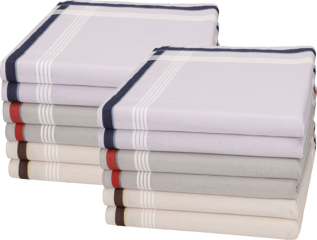 Betz 12 Stück Herren Stoff Taschentücher Set LUX 2 Größe 40x40cm 100% Baumwolle Farbe - LUX 2 - Dessin 19