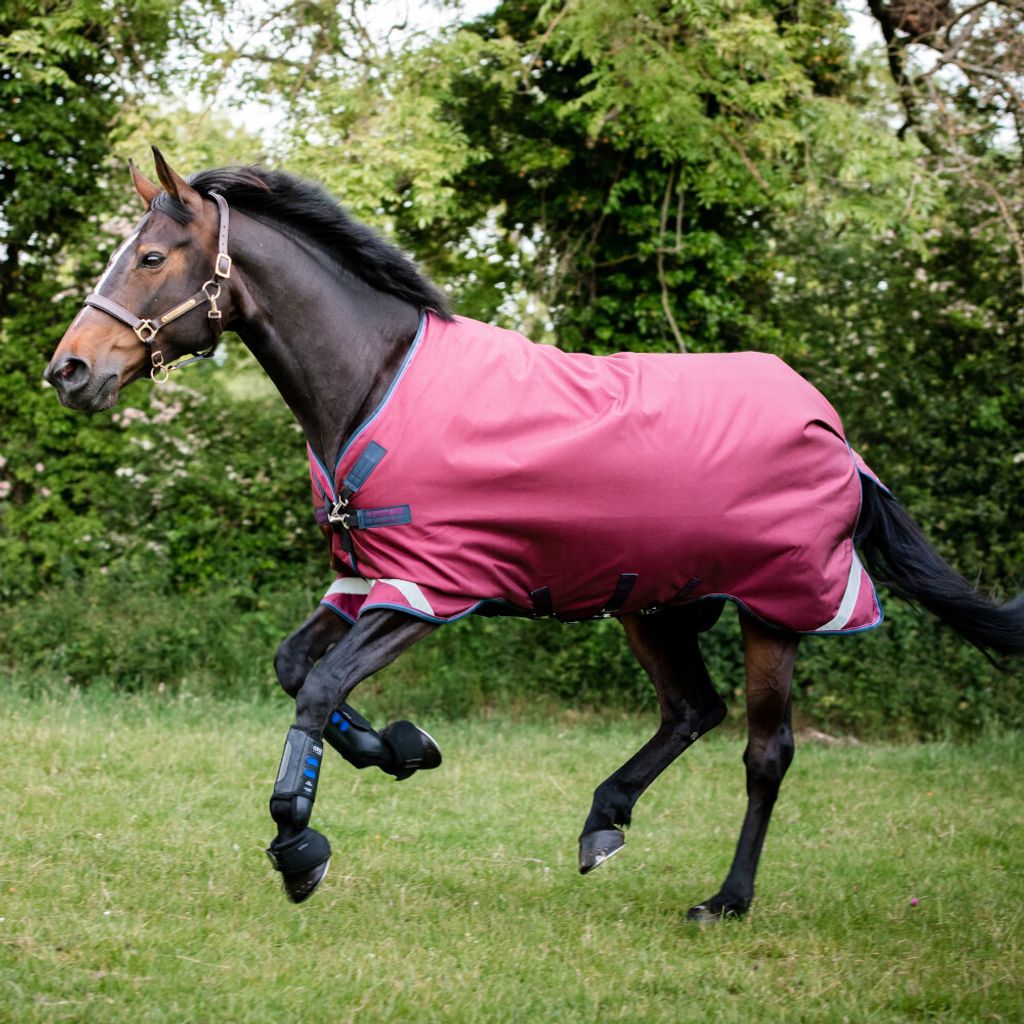 Horseware Ireland Outdoordecke 0g Rambo Original Turnout Lite Regendecke Burgundy/Burgundy, Teal & Navy 140 (6 ́3)