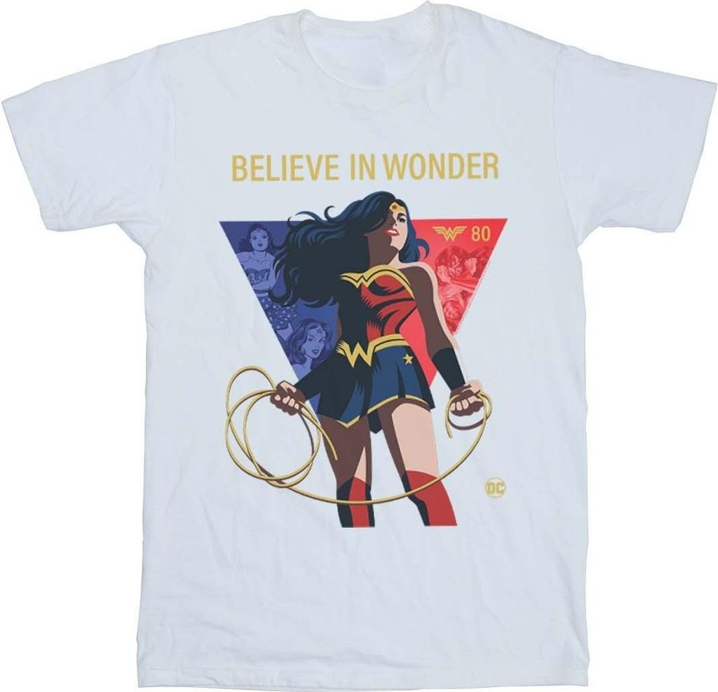 DC Comics - "80th Anniversary Believe In Wonder" T-Shirt für Damen BI47654 (S) (Weiß)
