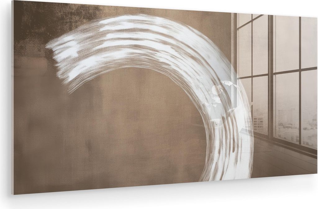 MuchoWow Glasbilder - Bilder auf Wandbild - Foto auf Glas Farbe - Braun - Japandi 120x60 cm Wanddekoration aus Glas - Acrylglasbild - Acrylbilder -...