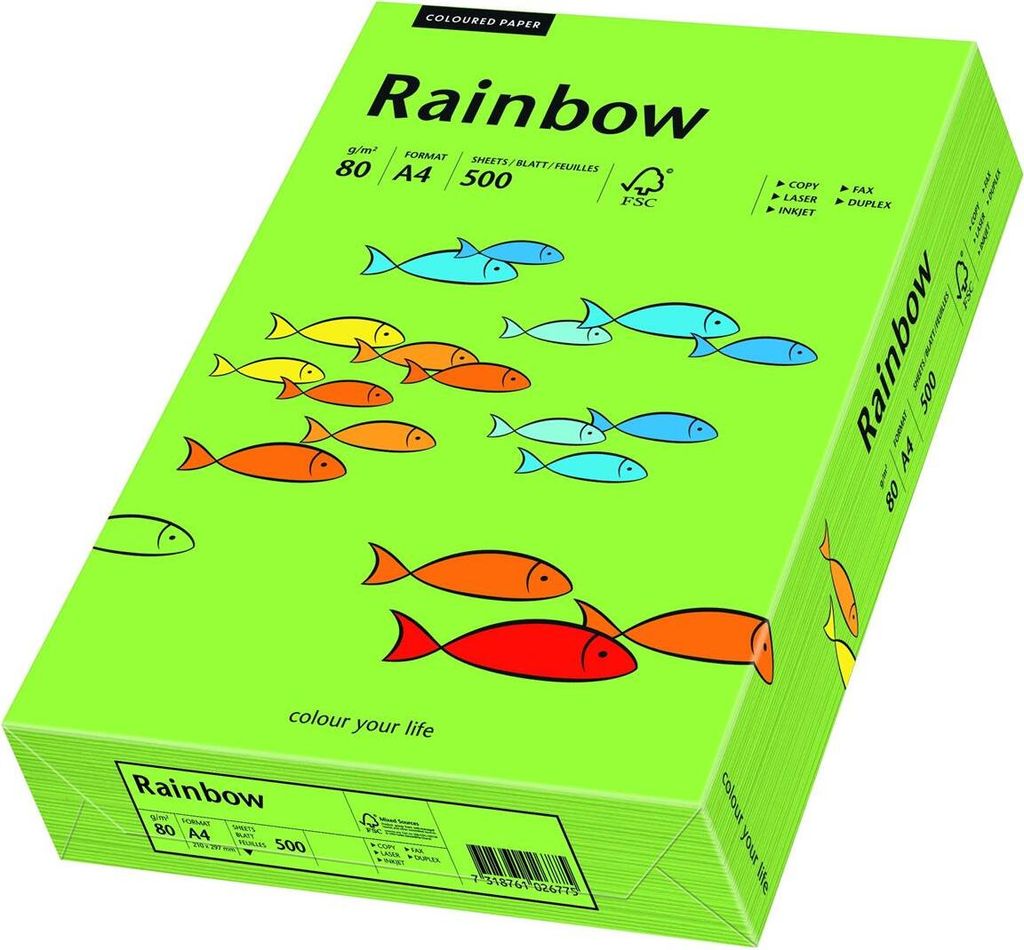 PAPYRUS Multifunktionspapier Rainbow A4 80 g/qm grün 500 Blatt