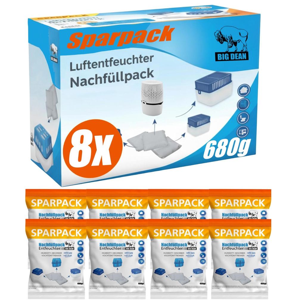 Recharge pour déshumidificateur BigDean : 8 sachets de 680 Image du produit 