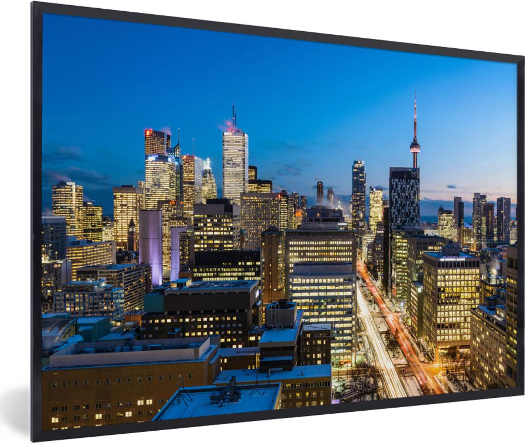MuchoWow Gerahmtes Poster Die Stadt Toronto kurz nach Sonnenuntergang 30x20 cm - Poster mit Schwarzem Bilderrahmen Wandposter Rahmen Foto Bilder ...