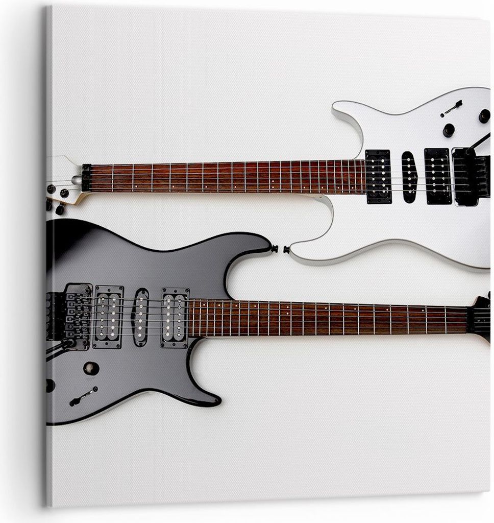 Bild auf Leinwand - Leinwandbild - E-Gitarren Streicher Musikinstrument - 60x60cm - Wand Bild - Wanddeko - Leinwanddruck - Bilder - Kunstdruck - Le...