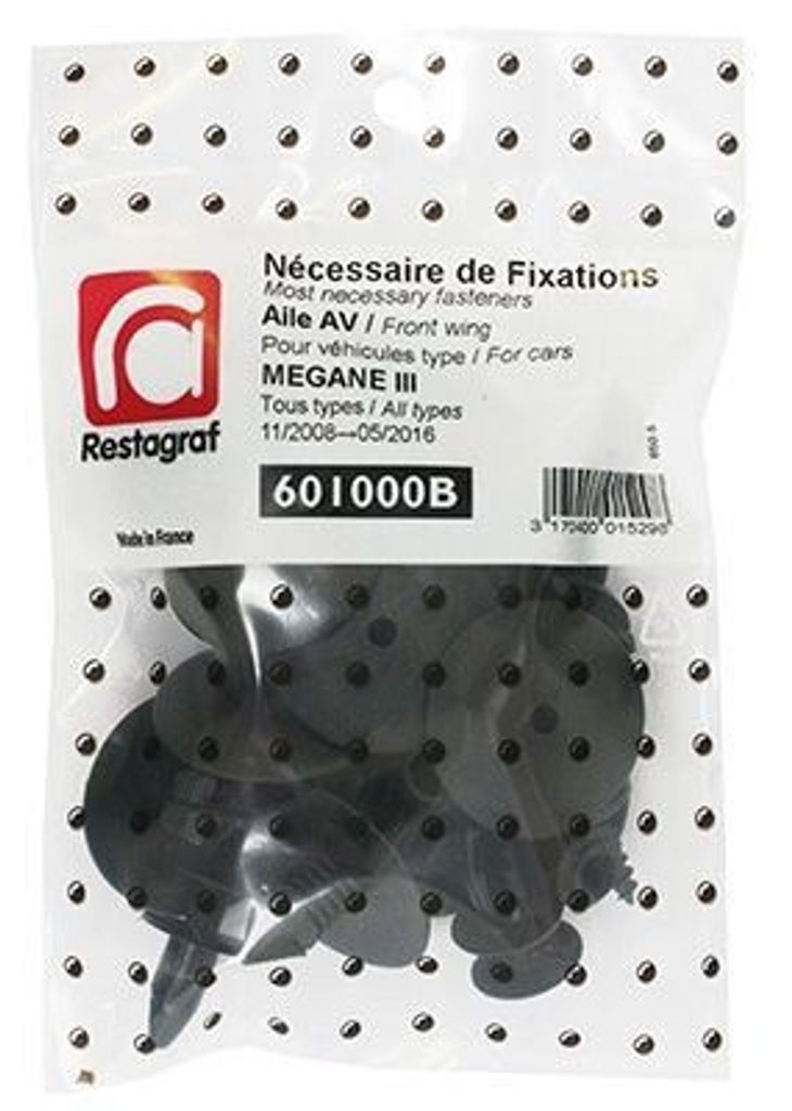 24x RESTAGRAF Halteclipsatz Karosserie 601000B Kotflügel Vorne für RENAULT MEGANE III Grandtour (KZ0/1)