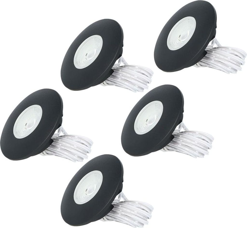 hoftronic LED Einbaustrahler 3W 300 Lumen 2700K Schwarz 5er Set