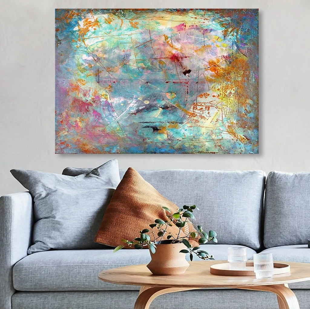 Wallity Quadro su Tela 70x100 cm Multicolore con Telaio in Legno Massiccio