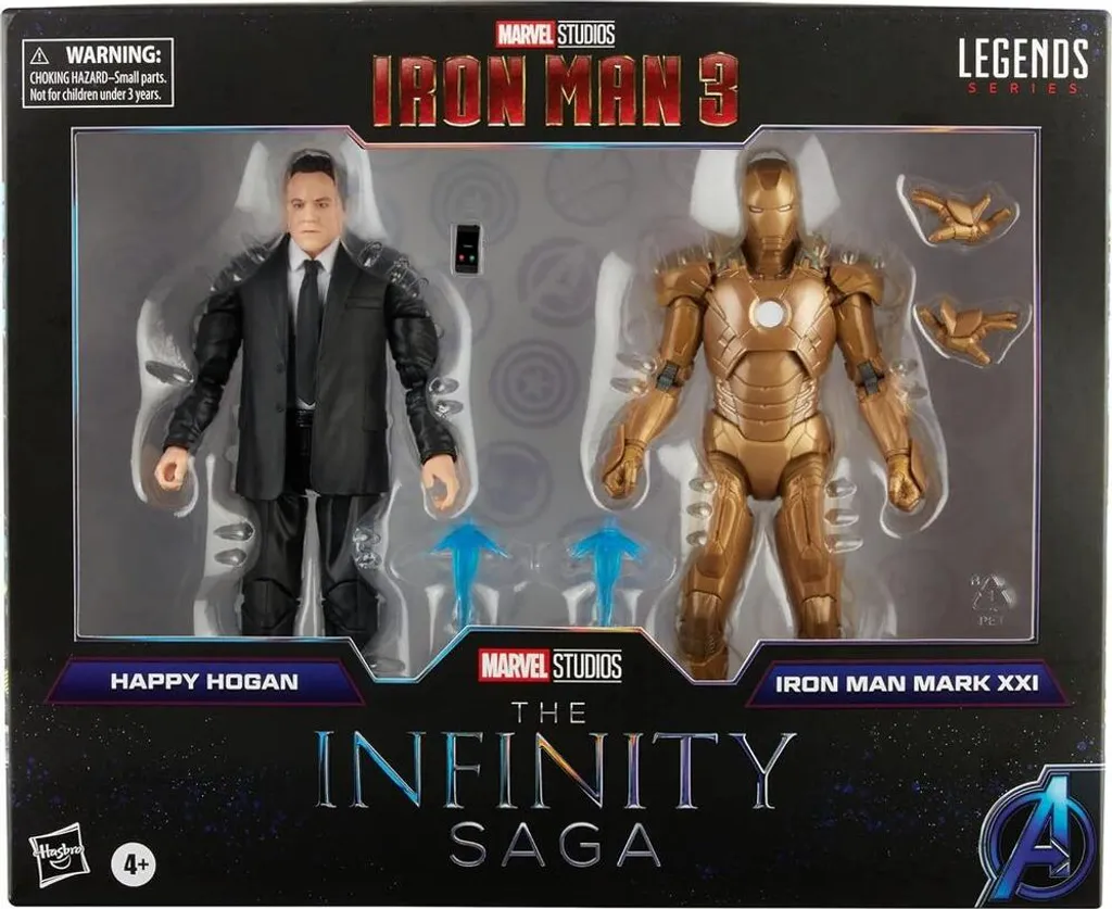 Set Marvel Legends Iron Man 3 avec Happy Hogan et Armure Mark XXI