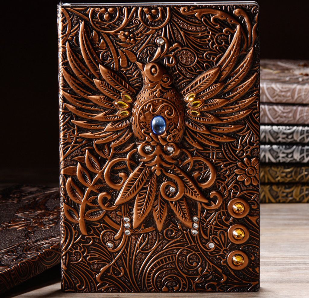 3D Vintage Tagebuch Stift,A5 Notizbuch Liniert,Personal Organizer Planer Journal Notebook,GeburtstagGeschenk für Erwachsene Kinder, Rot