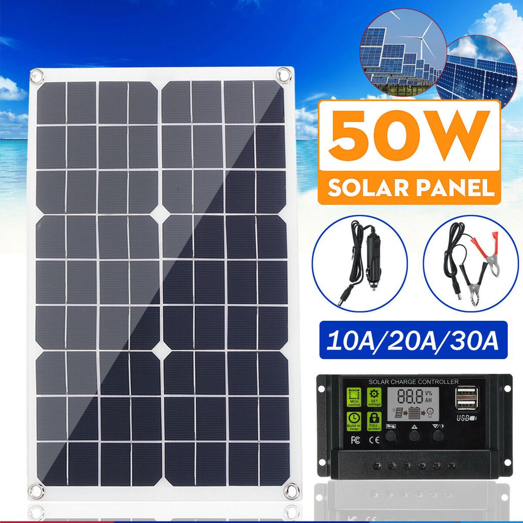 20V 100W Solarpanel Solarmodul Solarzelle USB für Monokristallin Camping Auto 