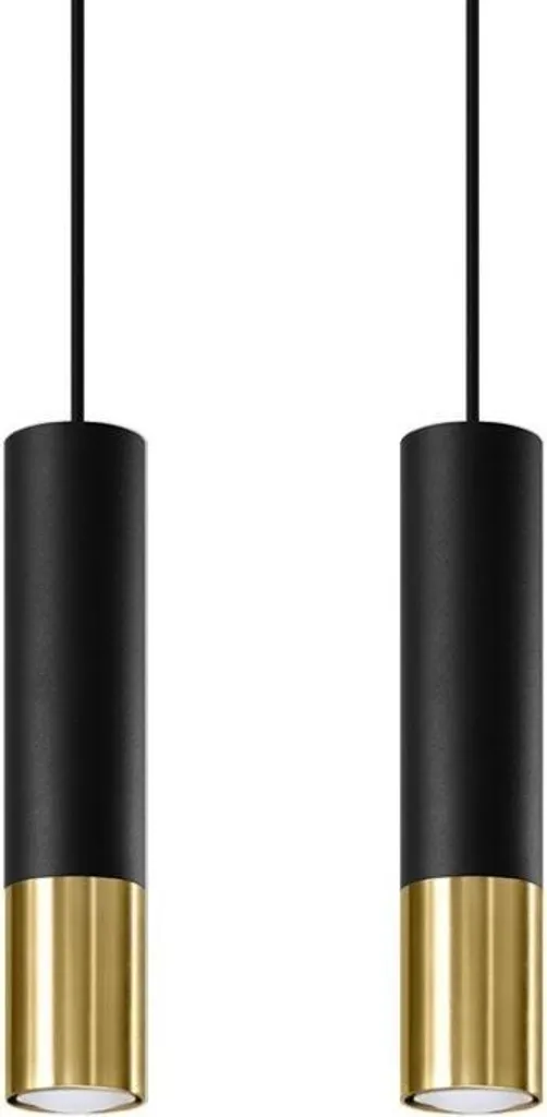 Suspension 2 Lampes Noir Or GU10 Design Moderne Luminaire Intérieur Chic