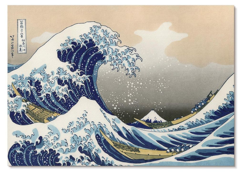POSTER - 59x42 cm (A2) - Hokusai - Die große Welle vor Kanagawa (1760–1849) von Hokusai – Japanischer Ukiyo-e-Holzschnitt - Wandbild für Wohn...
