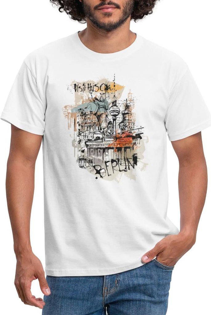 Spreadshirt Berlin Hauptstadt Deutschland Souvenir Graffiti Big City Männer T-Shirt, XL, Weiß