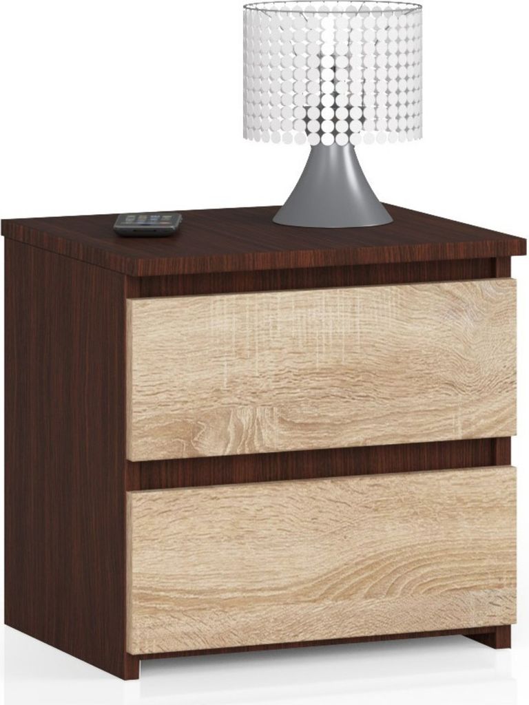 Kommode mit 2 Schubladen Kommode Schlafzimmer Flur Wohnzimmer Organizer Kommode mit Schubladen 40 cm breit 40 cm hoch | venge-sonoma Holz Highboard...