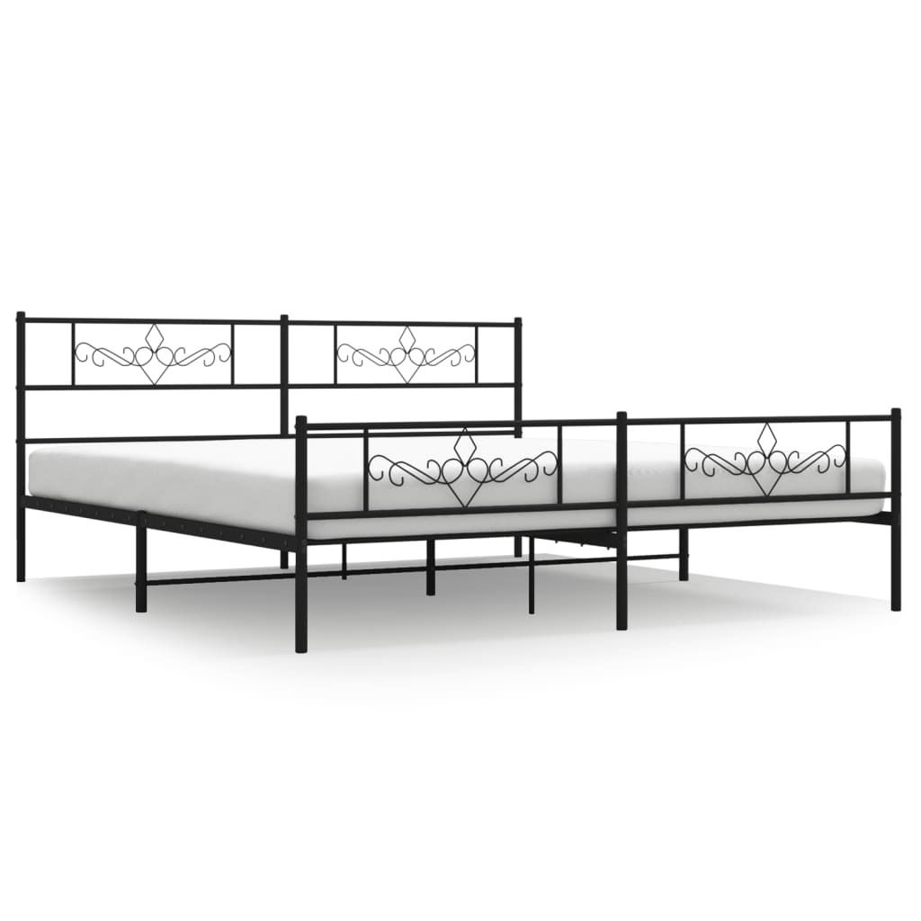 vidaXL Metallbett ohne Matratze mit Fußteil Schwarz 180x200 cm
