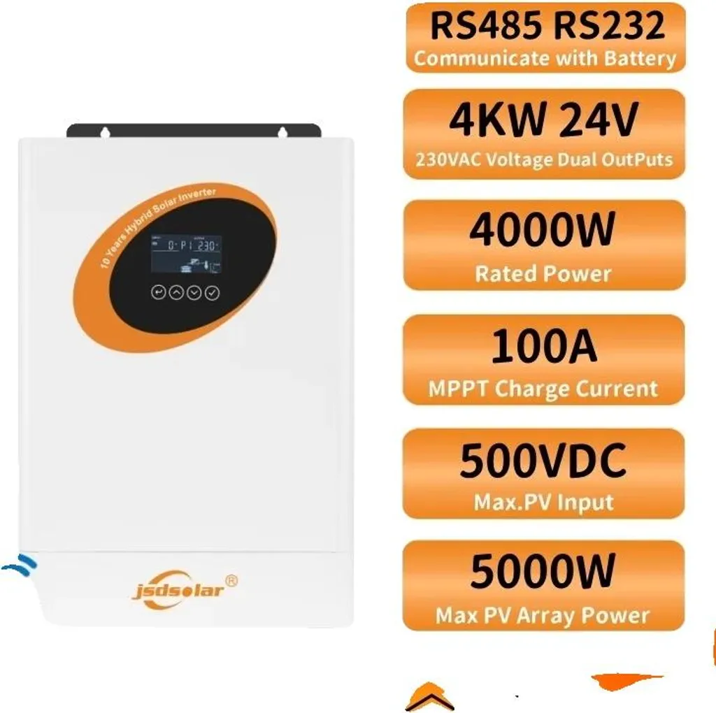 Convertisseur Solaire Hybride 4000W 24V MPPT avec Double Sortie et Wifi