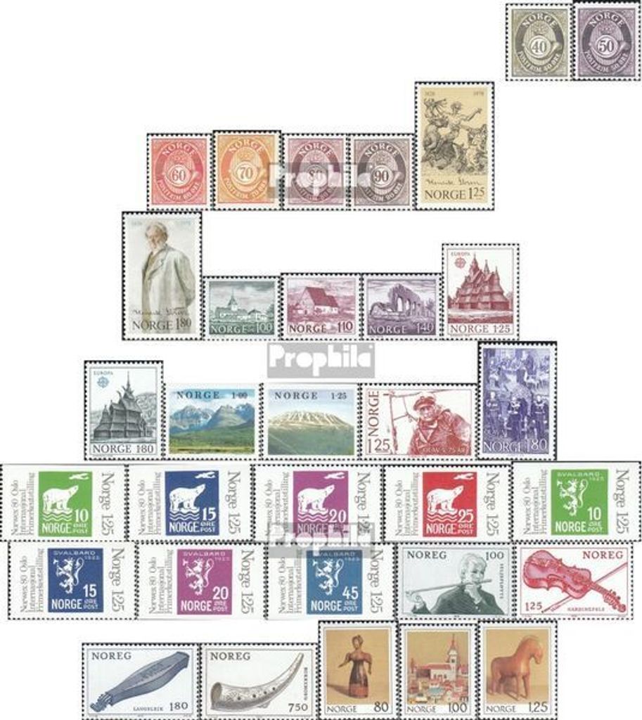 Briefmarken Norwegen 1978 Mi 758-789 (kompl.Ausg.) Jahrgang 1978 komplett postfrisch Freimarken