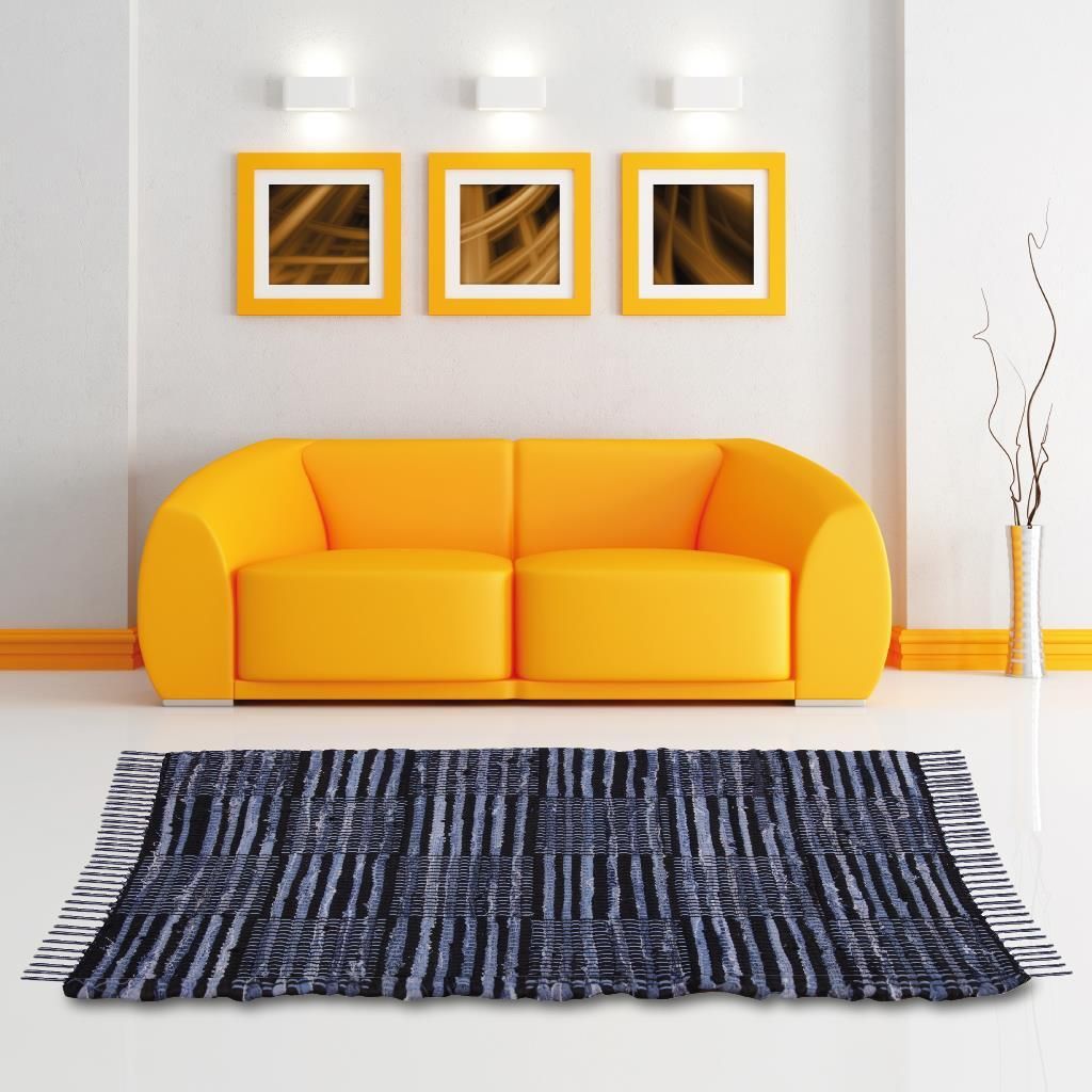 Teppich Läufer Matte Unterlage Vorleger Fußabtreter (140x200cm / Jeans Check)
