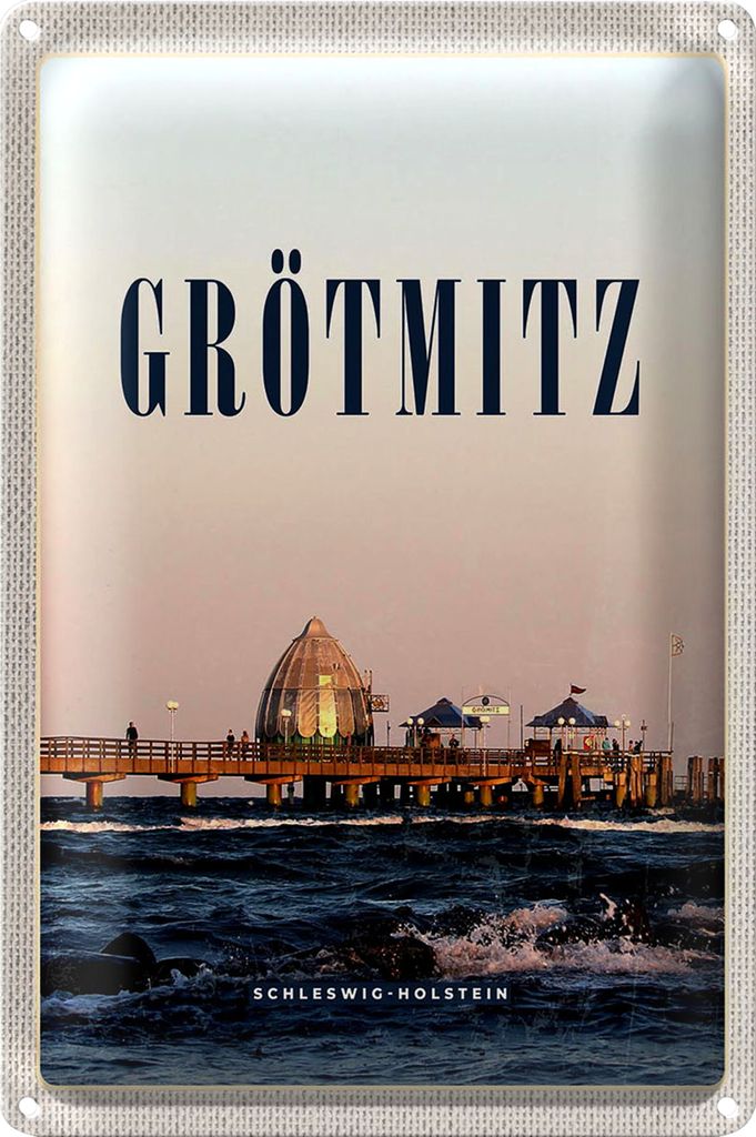Blechschild Reise 40x30cm Grötzmitz Schleswog-Holstein Strand