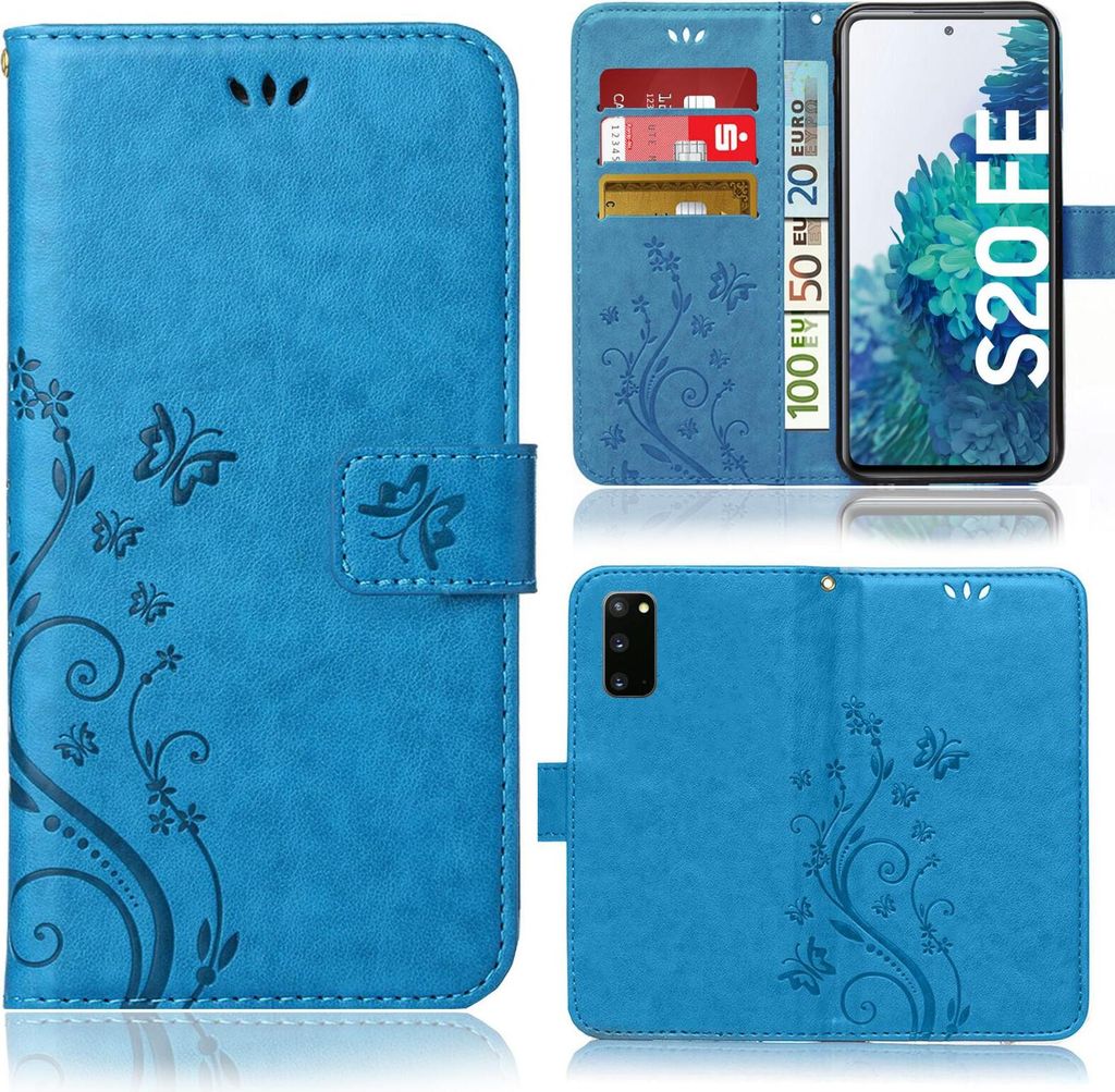 Samsung Galaxy S20 FE Bookstyle Flower Blau Produktbild 