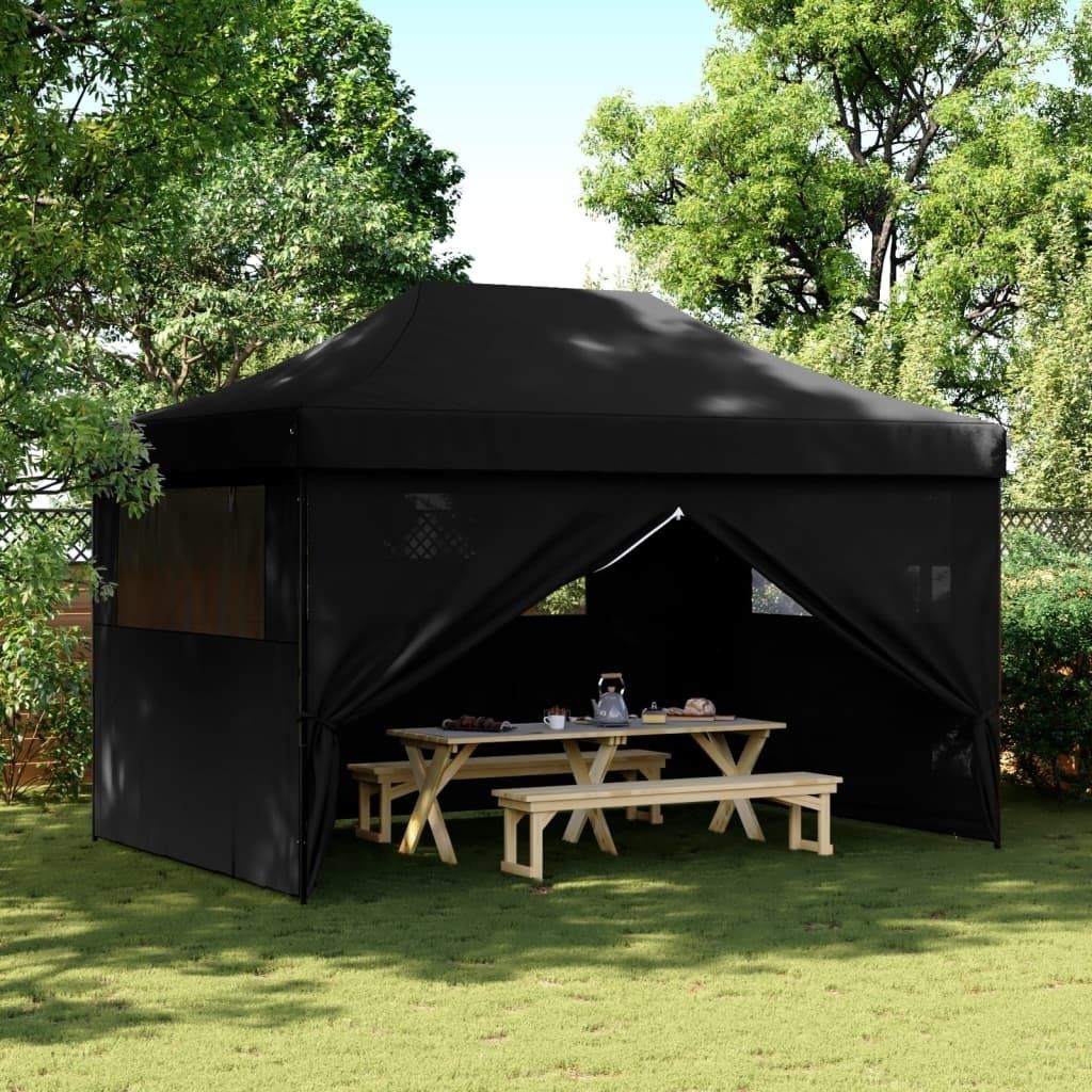 Maison Exclusive - Partyzelt Faltbar Pop-Up mit 4 Seitenteilen Schwarz
