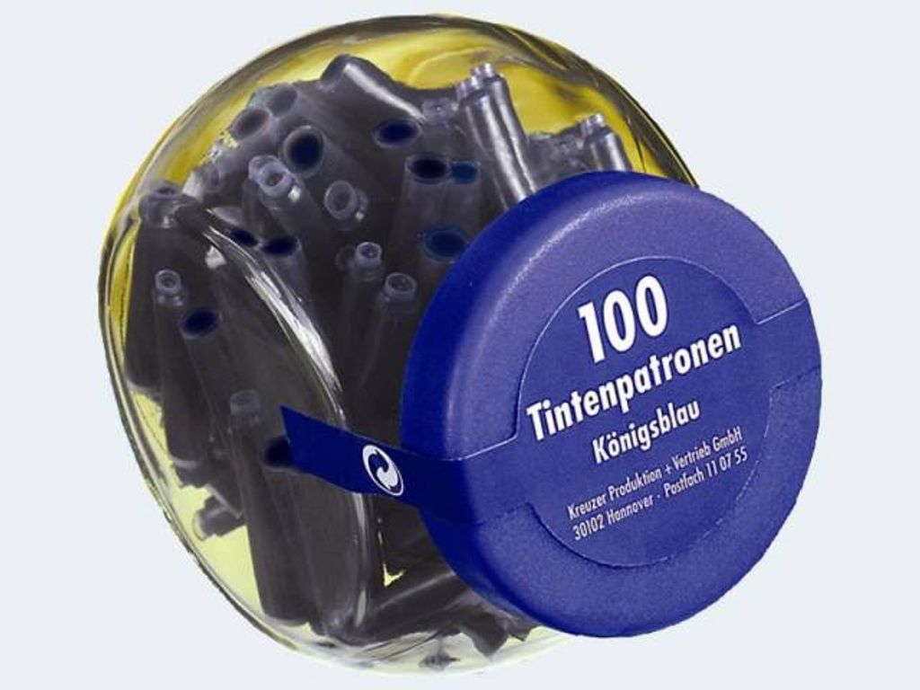 Tintenpatrone im Glas blau 100er