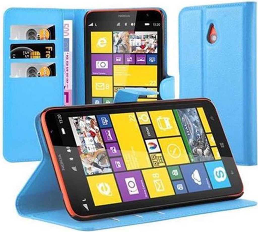 Cadorabo Hülle für Nokia Lumia 1320 Schutz Hülle in Blau Handyhülle Etui Case Cover Magnetverschluss