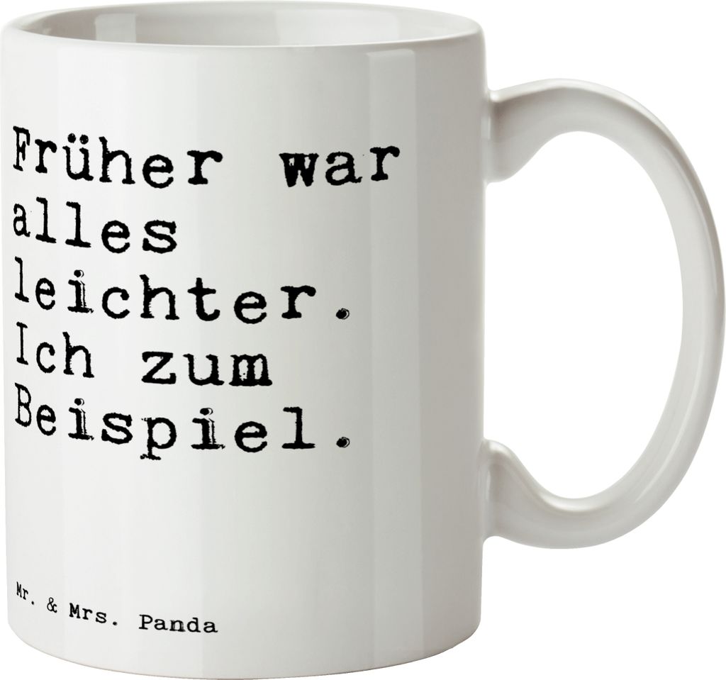 Mr. & Mrs. Panda Pott Früher war alles leichter.... - Weiß - Geschenk, Kaffeepott, Tasse, Spruch, abnehmen, Sprüche Weisheiten Zitate Lustig Wei...