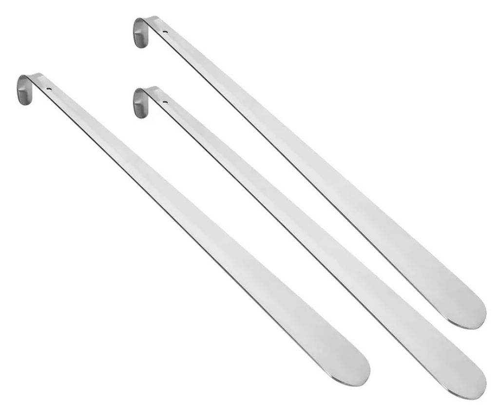 3er Set Schuhlöffel aus Edelstahl | 52cm Schuhanzieher | Schuhanziehhilfe aus Metall | Stabile Ausführung | Metallschuhlöffel mit Lochung zum Au...