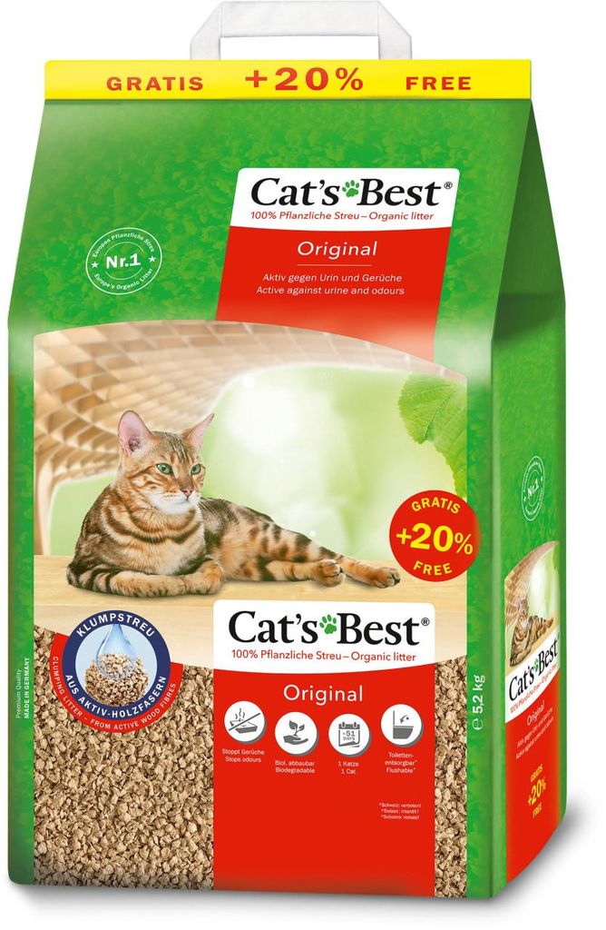 Cats Best Original Katzenstreu pflanzlich 10 + 2 L Produktbild 