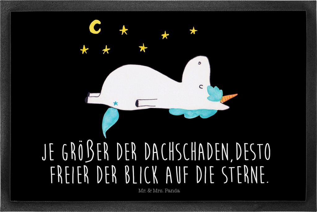 Mr. & Mrs. Panda Bodenvorleger Einhorn Sternenhimmel 40 x 60 cm - Schwarz - Geschenk, Schmutzfangmatte, Unicorn, Einhörner, Türvorleger, Verrück...