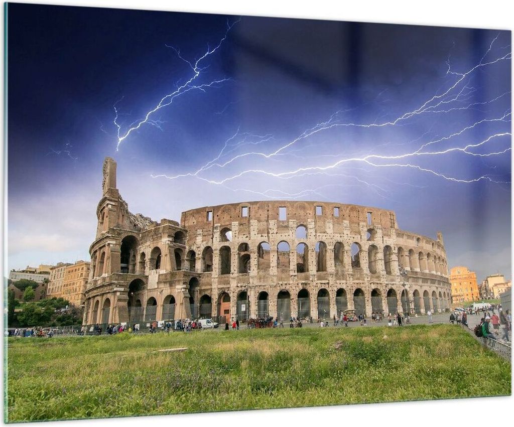 Bilder auf glas - Italien Architektur Kolosseum Tourismus - 100x70cm - Glasbilder - Wandbilder - Kunstdruck - Wanddekoration aus Glas - Glas Bilder...