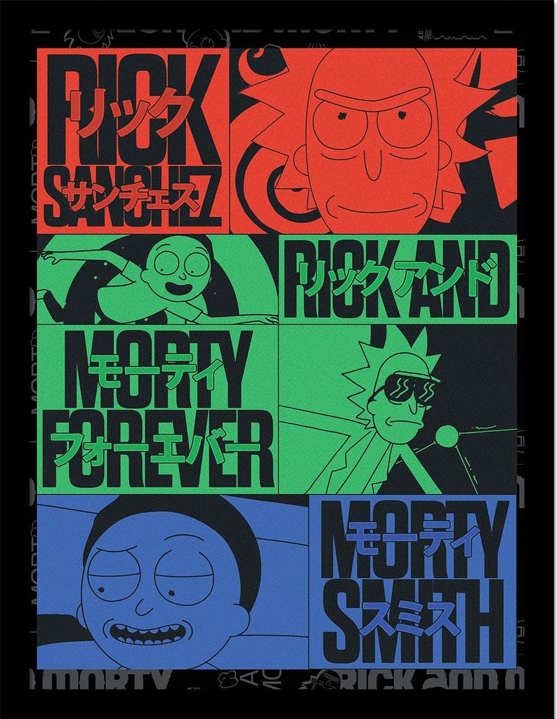 Rick And Morty - Eingerahmter Druck "Forever" PM10863 (40 cm x 30 cm) (Rot/Grün/Blau/Schwarz)