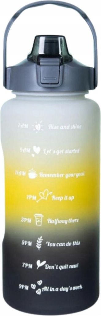 Wasserflasche mit Messbecher und Strohhalm, Erinnerung für Fitnessstudio und Fitness, 2 l